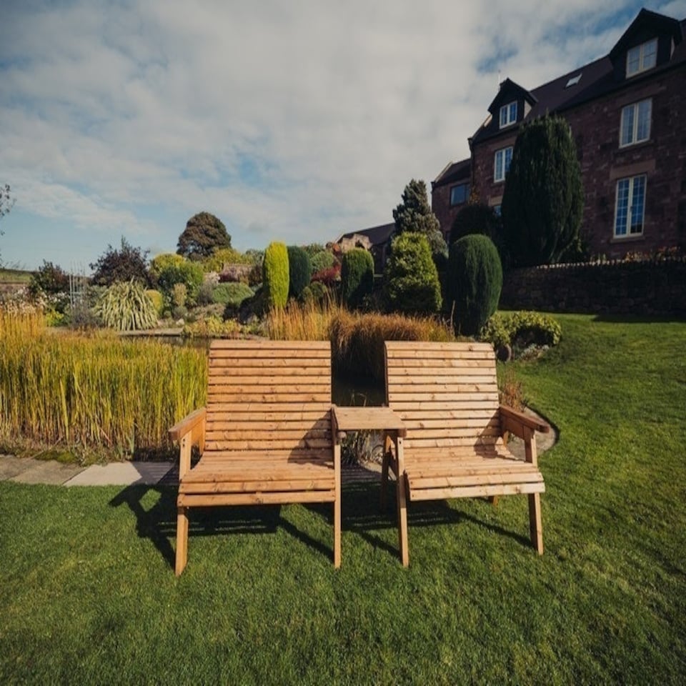 image 1 of Valley 4 Seat Set 2X2B Straight Tray - Timber - L100 x W280 x H95 cm - Garden Furniture - Fully Assembled