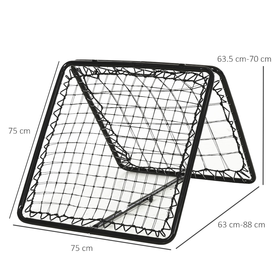image 1 of HOMCOM Adjustable Angle Rebounde Training Set w/ All Weather Double Layer Net | Black | Black