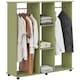 image 1 of HOMCOM Double Open Wardrobe on Wheels, Bedroom Wardrobe with Clothes Hanging Rails, 3 Storage Shelves, Mobile Garment Rack for Cloakroom, Hallway, Green | Green