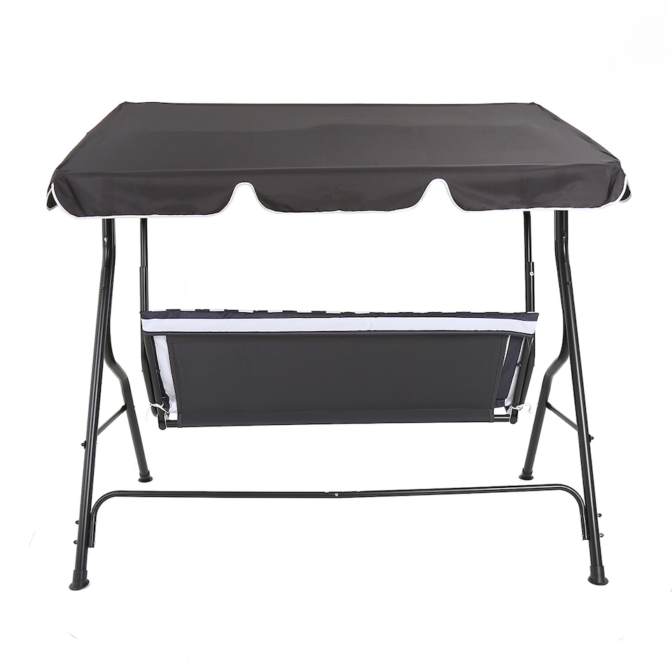 image 1 of Charles Bentley 2-3 Seater Garden Patio Swing Seat Hammock Chair - Grey Striped