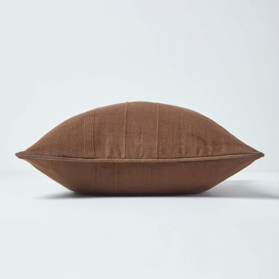 image 1 of Homescapes Cotton Rajput Ribbed Chocolate Cushion Cover - 60 x 60 cm | Brown | Chocolate | 60 x 60 cm