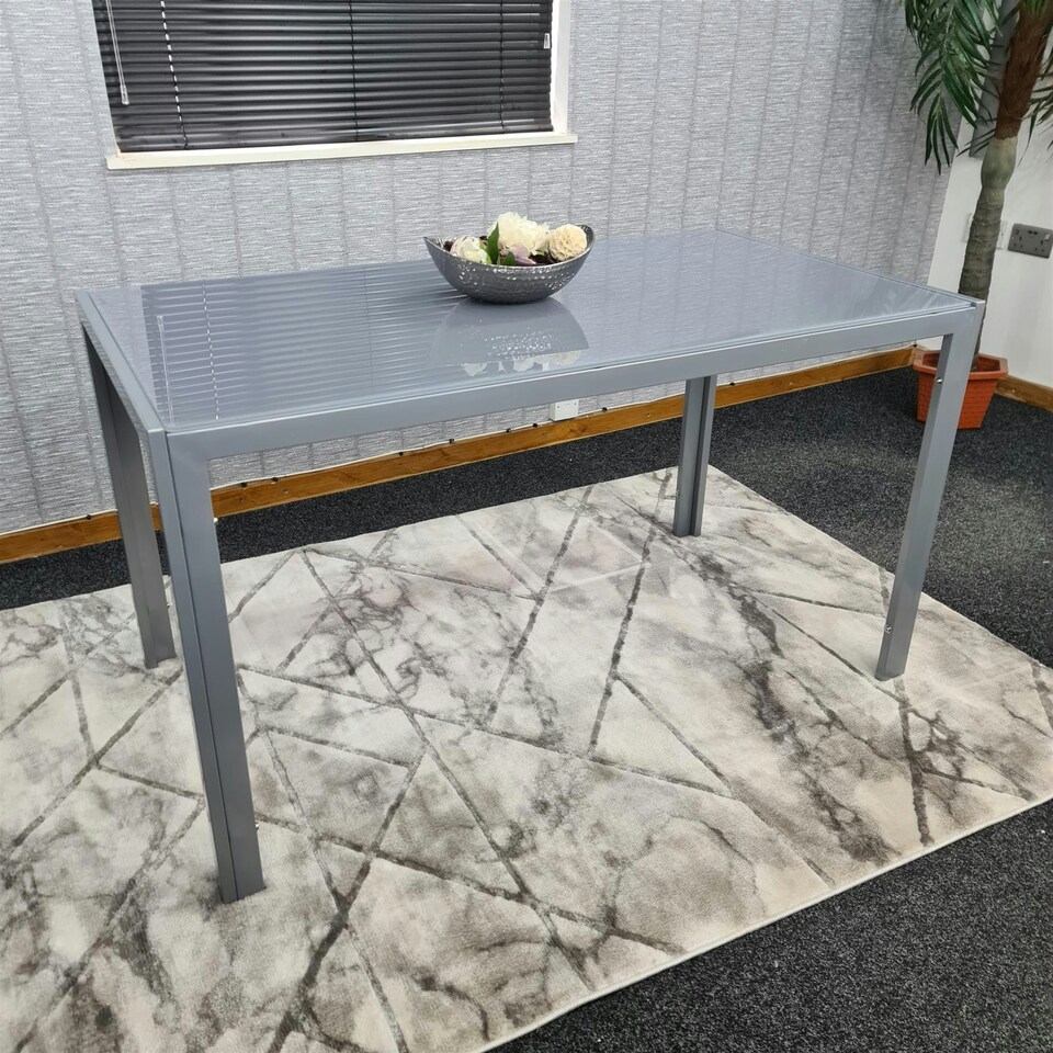 image 1 of Dining Table Grey Glass Kitchen Place for 4 Seats, Dining Table Only (Grey H 75 x L 120 x W 70 cm) Grey