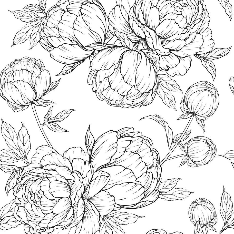 image 1 of Flora Wallpaper in Monochrome Multi