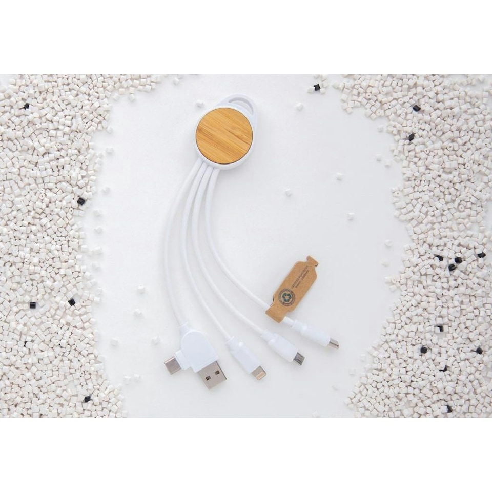 image 1 of XD Collection Ontario Recycled Plastic 6-In-1 USB Cable - White - One Size