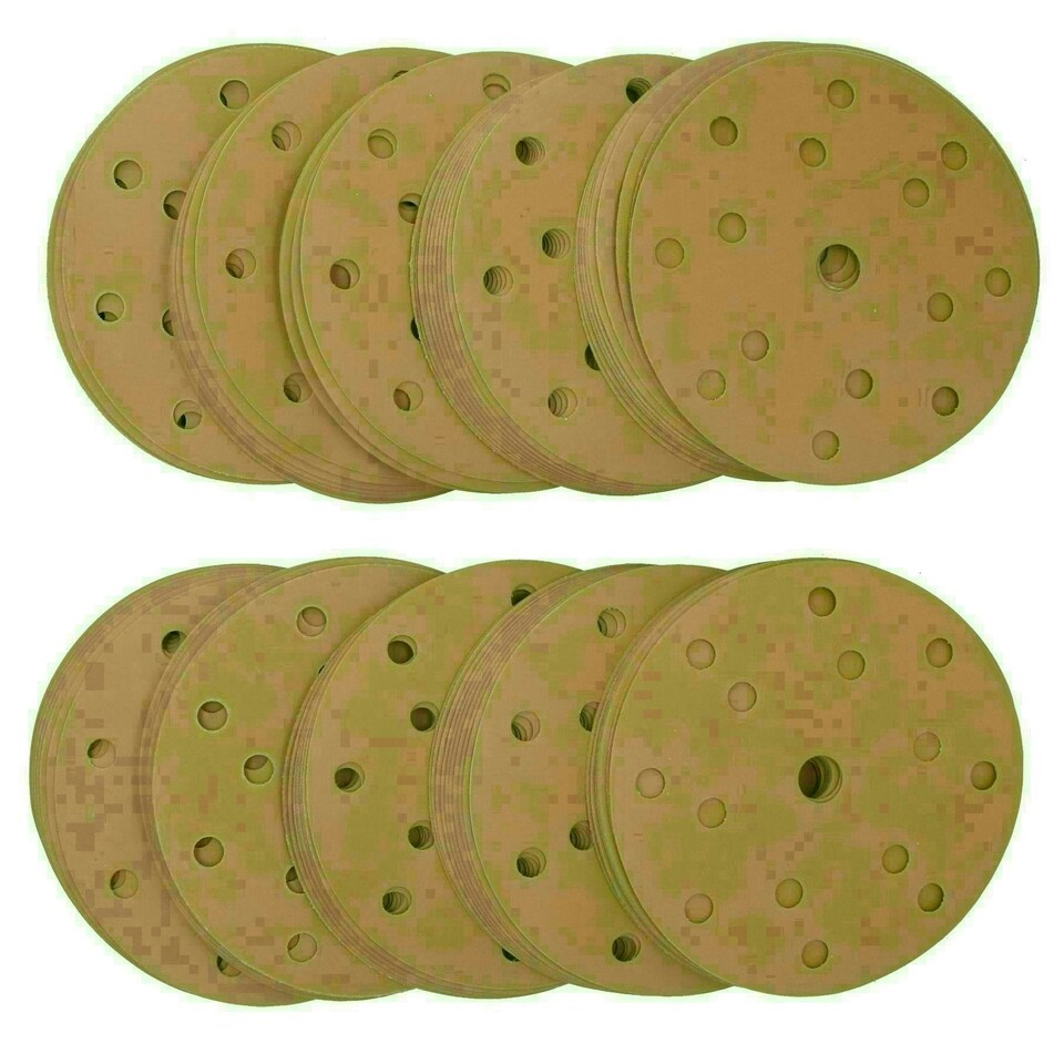image 1 of 150mm Sanding Discs Aluminium Oxide Abrasive 500 Grit 15 Hole Hook + Loop 200pc