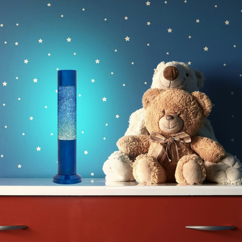 image 1 of Nova Baby Blue Glitter Lamp Blue