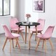 image 8 of Set of 2 Scandinavian Dining Chairs with Leather Cushions Solid Wood Legs Pink