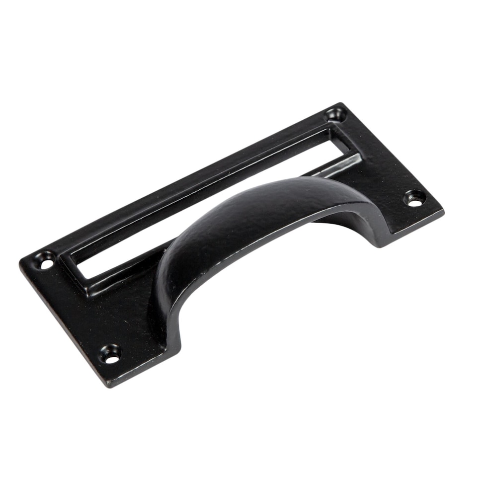image 1 of Hammer & Tongs Filing Cabinet Drawer Pull with Card Frame - W100mm x H50mm - Black | Black | Black