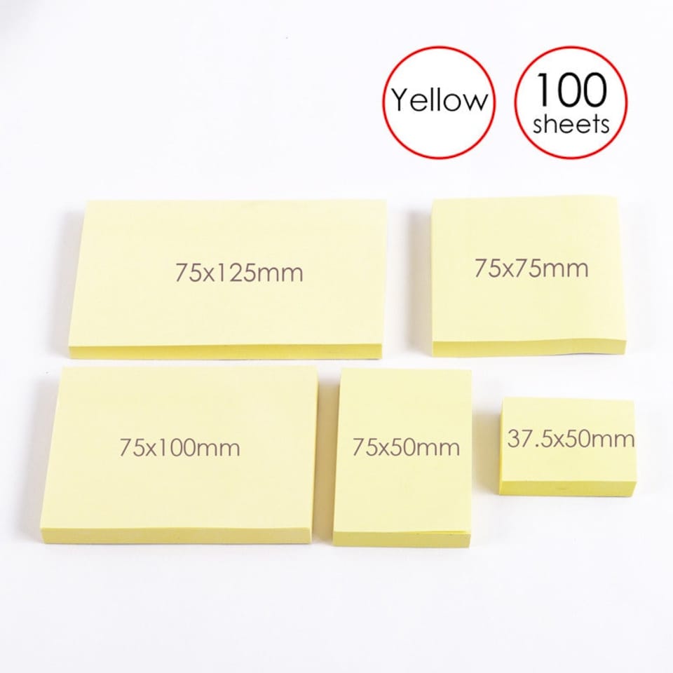 image 1 of Pack of 100 Self Sticky Notes 75x75mm Yellow