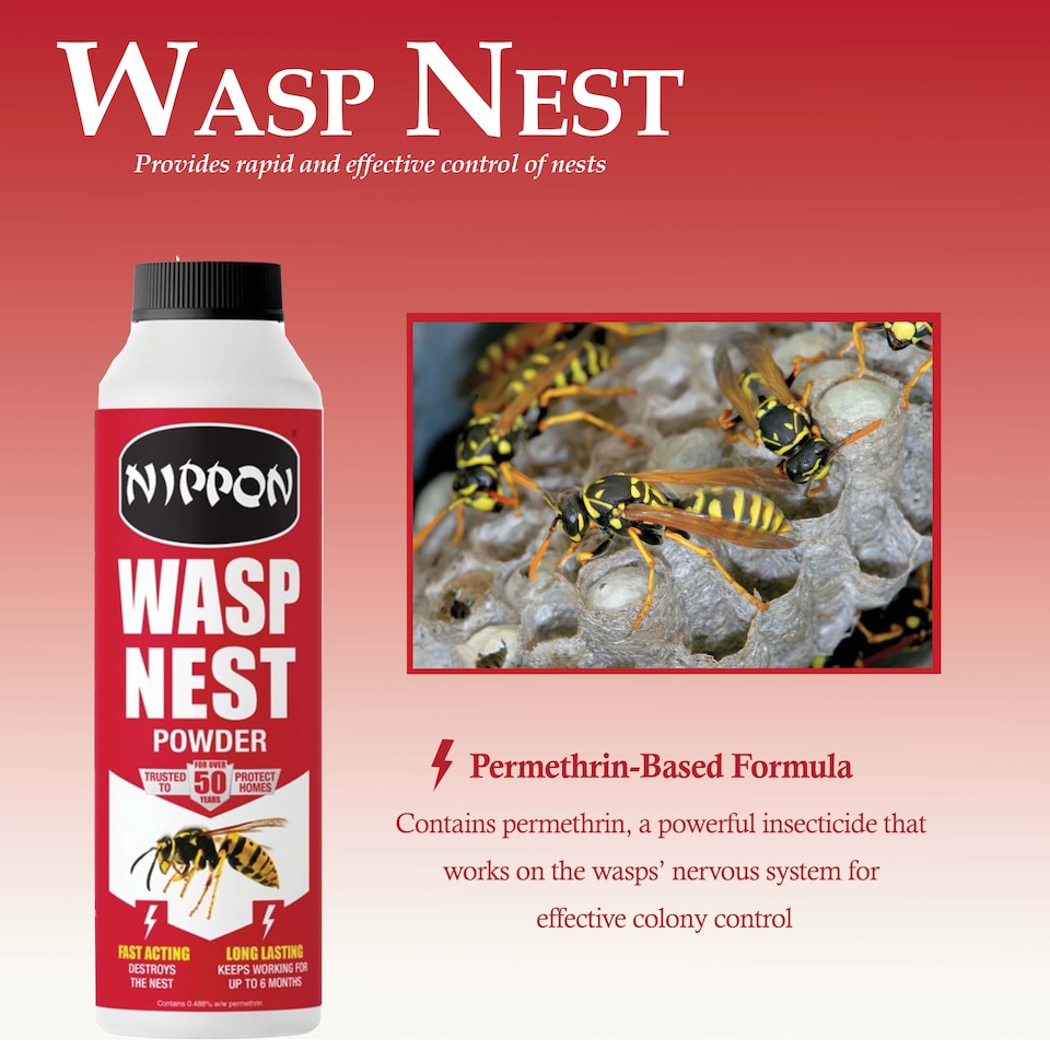 image 1 of Vitax Nippon Wasp Nest Powder 300g Effective Indoor & Outdoor Wasp Control with Permethrin Rapid Action Safe Use