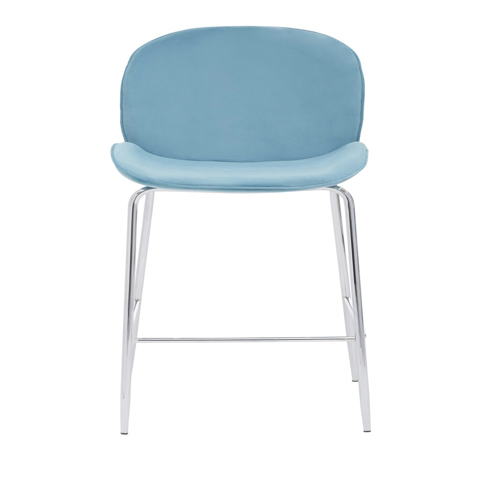 image 1 of Tamzin Blue Velvet Chrome Finish Bar Chair Blue