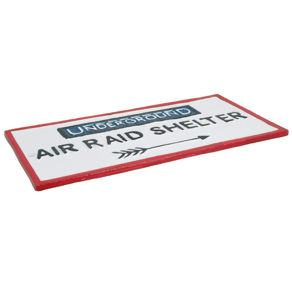 image 1 of Underground Air Raid Shelter Cast Iron Sign Plaque London Wall House Garden