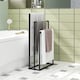 image 2 of HOMCOM Freestanding Towel Rack, Steel Towel Rail Holder with 3 Bars, Black