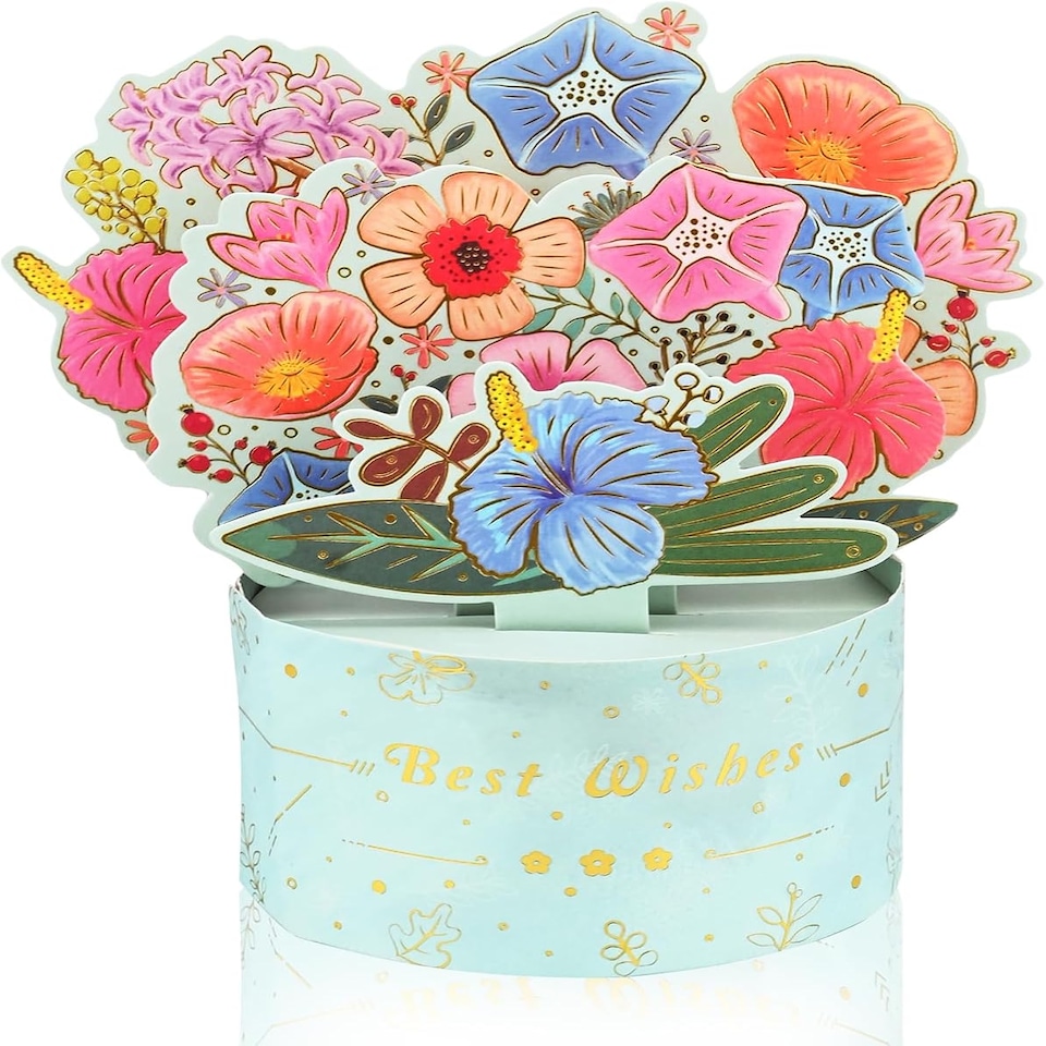image 1 of Floral Charm in Blue Vase 3D Pop Up Greeting Card