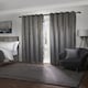 image 4 of Metro Thermal Blackout Eyelet Curtains 116cm x 183cm Silver Grey | Grey