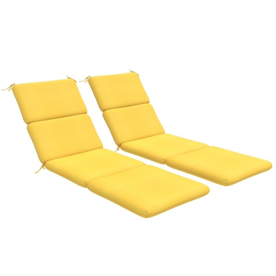 image 1 of Sunbrella Comfortable Rectangle Lounge Chair Cushion Pack of 2, back cushion 22.5 in W x 28 in H x 3 in D, Canvas Sunflower