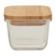 image 1 of Interiors by Premier 320ml Square Glass Container with Bamboo Lid, Glass Container with Airtight Lid, Airtight Glass Container