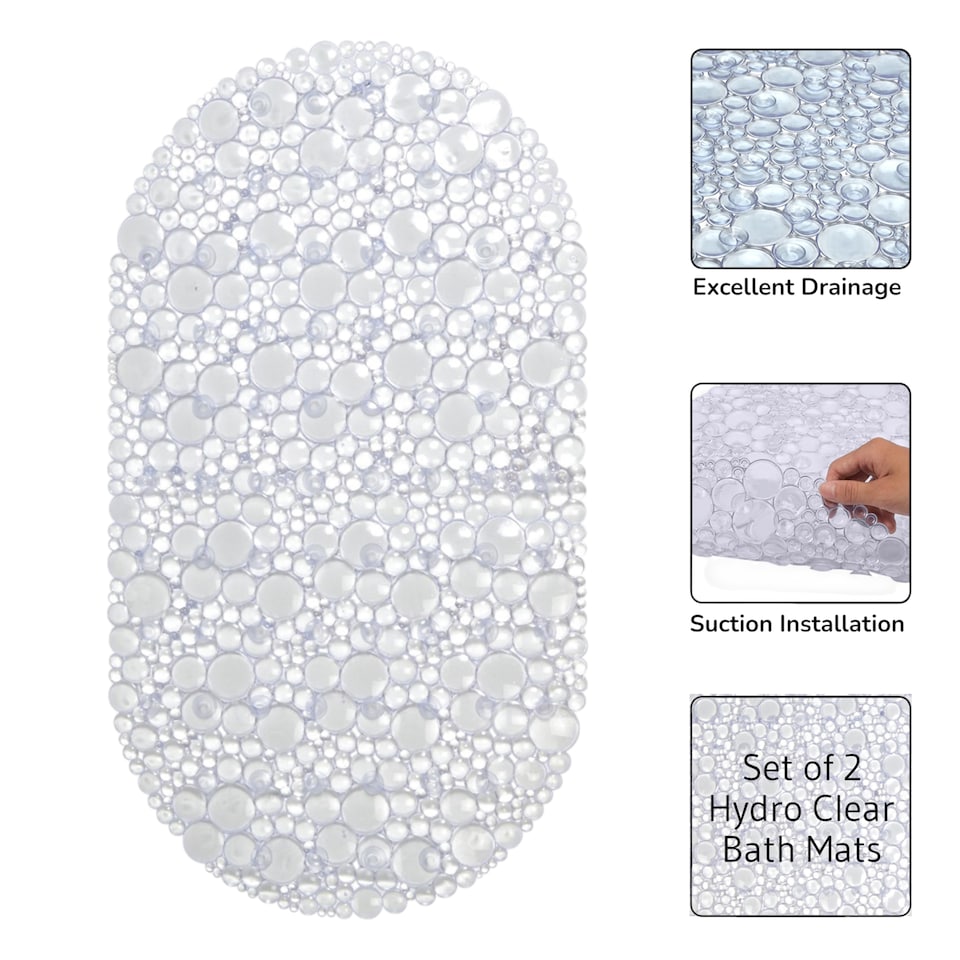 image 1 of Showerdrape Hyrdro Anti Slip Clear PVC Bath Mat 68cm x 38cm | Clear | Clear | 1
