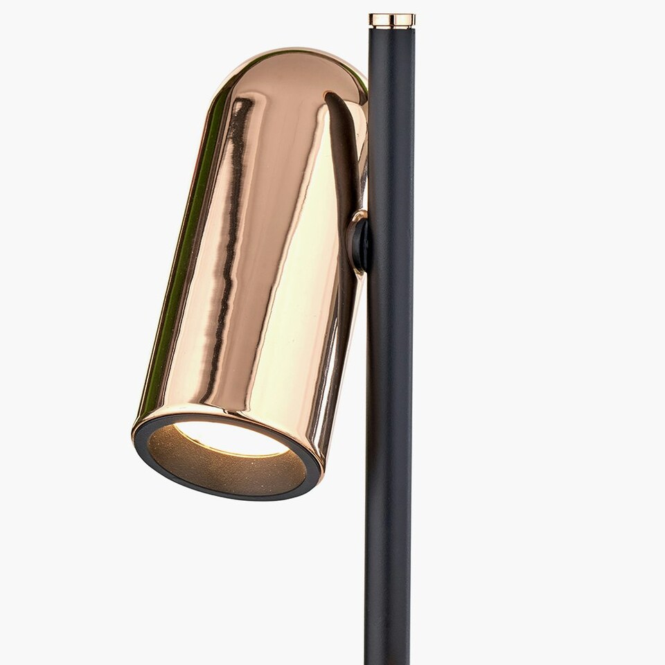 image 1 of Black and Rose Gold Metal LED Floor Lamp Black | Rose gold