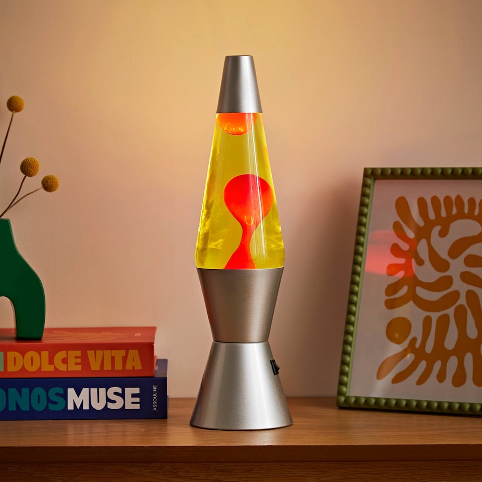 image 1 of ValueLights Razzo Lava lamp Clear Silver Illuminated Decoration and Integrated LED 1W Red Bulb