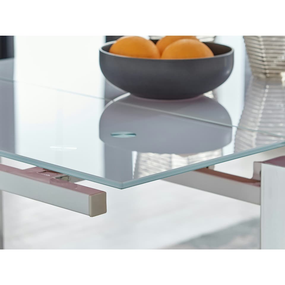 image 1 of Furniturebox Enna White Glass Extending Dining Table