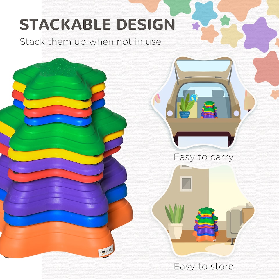 image 1 of Outsunny 11-Piece Balance Stepping Stones Non-Slip Obstacle Course for Kids