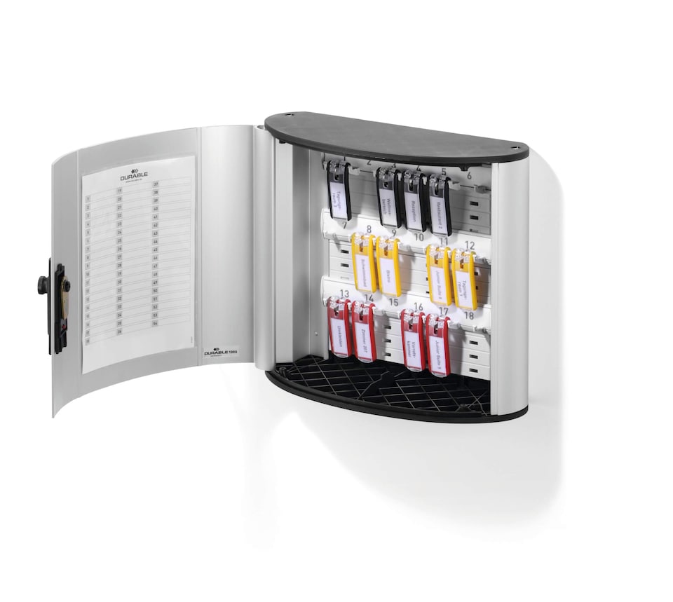 image 1 of Durable Key Safe 18 Combination Lock Box | Holds 18 Keys | Includes 6 Key Clips | Silver