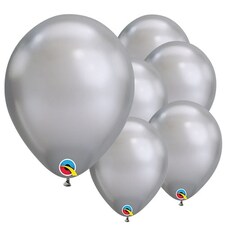 Chrome Silver Round Latex Qualatex Balloons 18cm / 7 in - Pack of 100