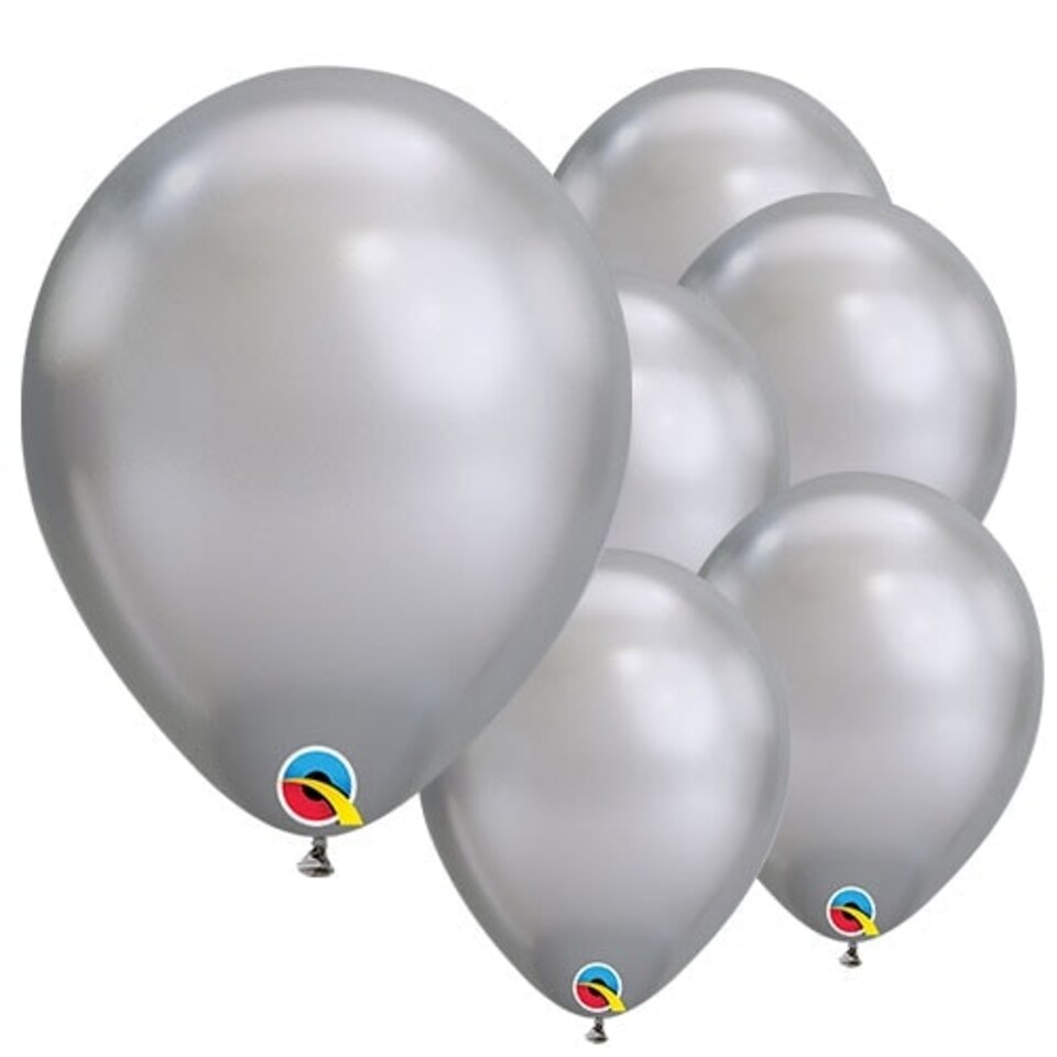 Chrome Silver Round Latex Qualatex Balloons 18cm / 7 in - Pack of 100