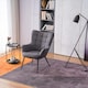 image 6 of Vera Fabric Occasional Living Room Modern Accent Chair with Footstool (Charcoal)