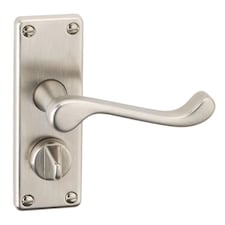 Door Handles Set Victorian Scroll Metal Lever Latch Internal External | Silver | Satin Nickel Privacy