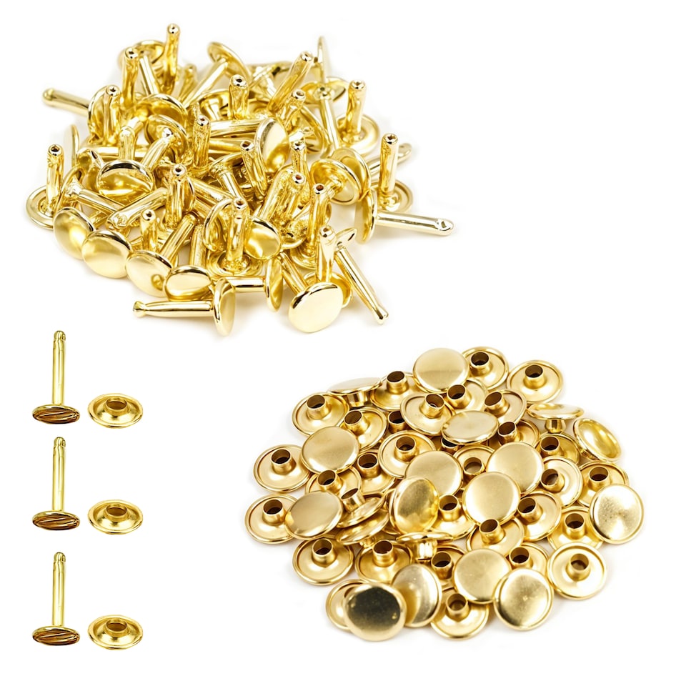 image 1 of 10mmx18mm Double Cap Rivets, Extra Long Metal Studs for DIY- 50pcs