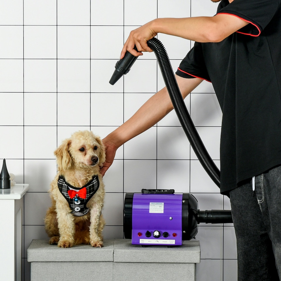 image 1 of PawHut 2800W Dog Hair Dryer Pet Grooming Blaster Blower Dryer 3 Nozzles, Purple