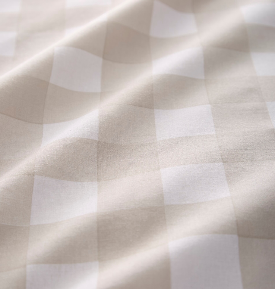 image 1 of Gingham Check Soft Easy Care Bed Linen Bedding Duvet Cover Quilt Set With Pillow Case | Cream | Single