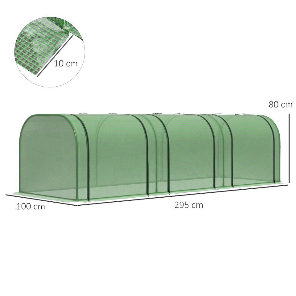 image 1 of Outsunny Tunnel Greenhouse Steel Frame for Garden w/ Zipper Doors | Green
