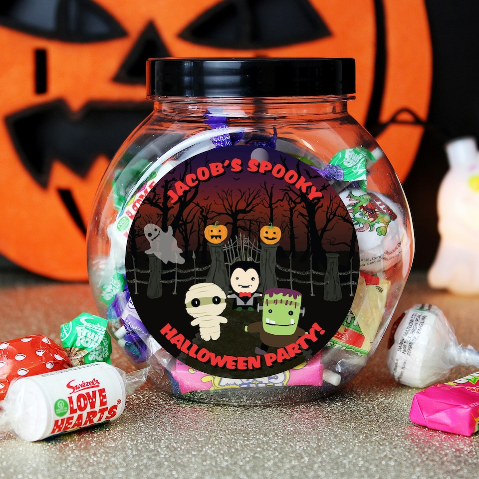 image 1 of Personalised Halloween Characters Sweet Jar
