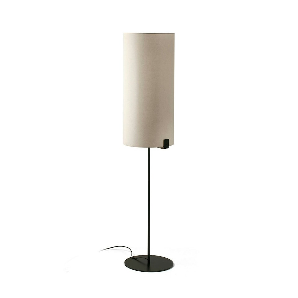 image 1 of Nila Table Lamp With Round Shade Matt Black With Off White Tall Shade