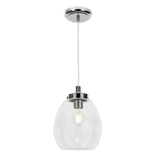 BHS Zeta Clear Glass Bathroom Ceiling Pendant, Chrome | Silver | Chrome | 1