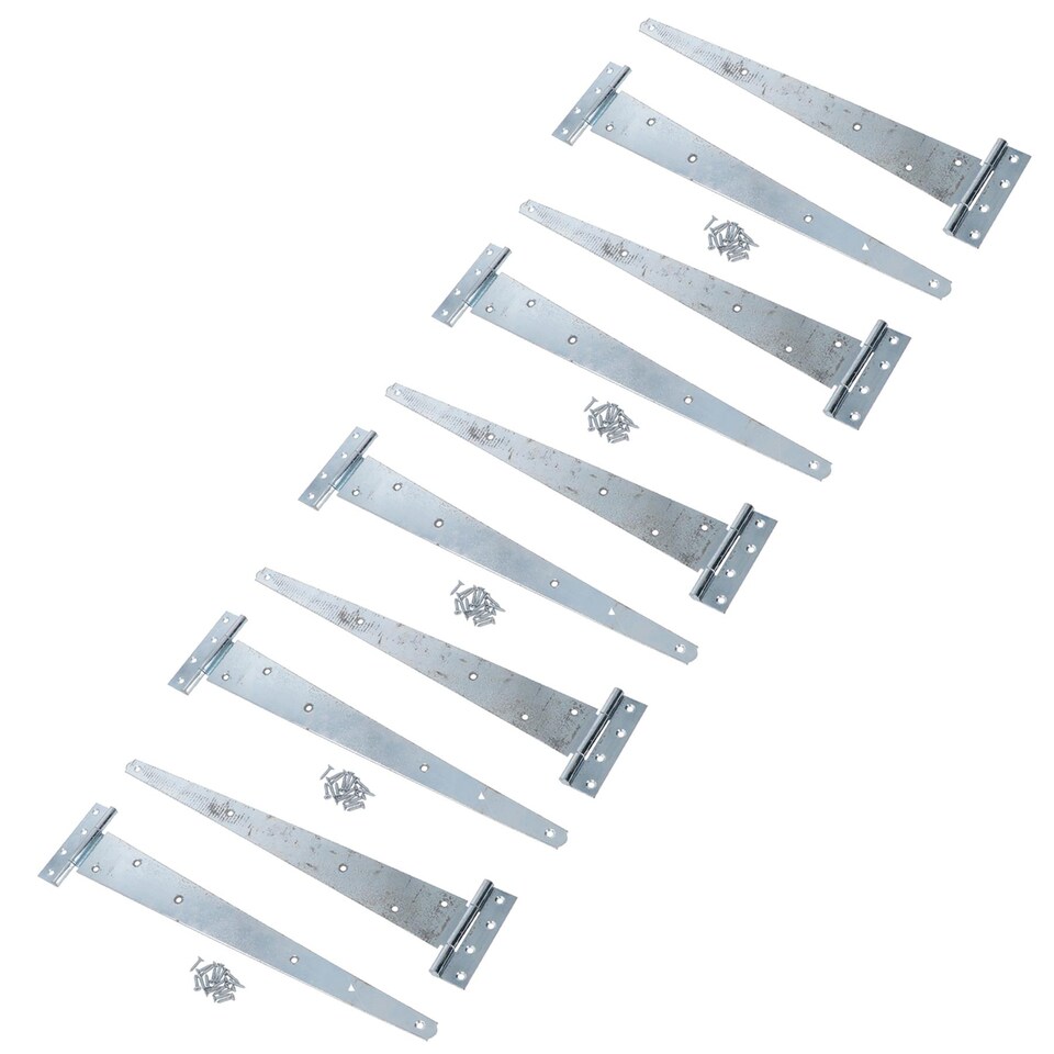 image 1 of 18in / 450mm Heavy Duty T Tee Hinges For Shed + Garden Gates Zinc Plated 10pc