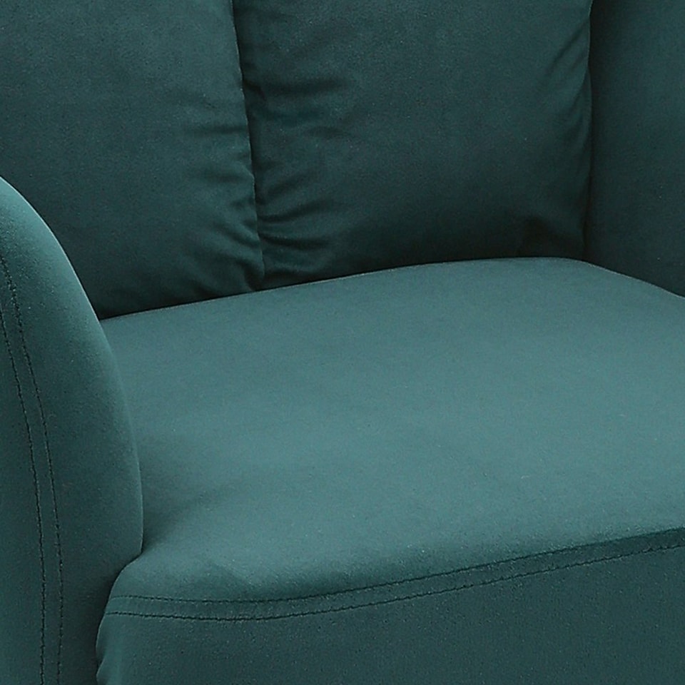 image 1 of Living and Home Modern Upholstered Swivel Armchair with Black Legs - Green Green