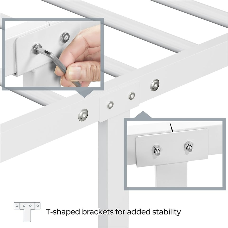image 1 of Yaheetech 3ft Single Simple Metal Bed Frame Mattress Foundation White