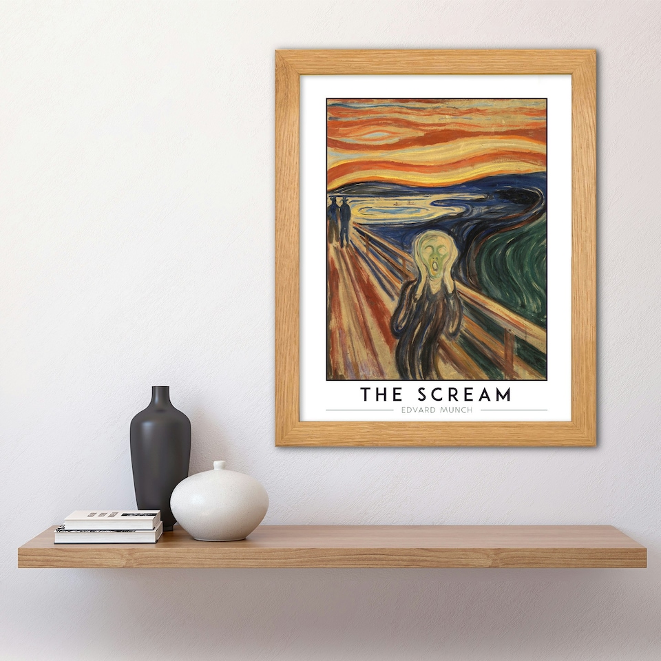 image 1 of Edvard Munch The Scream Art Wood Framed Wall Art Print | Orange