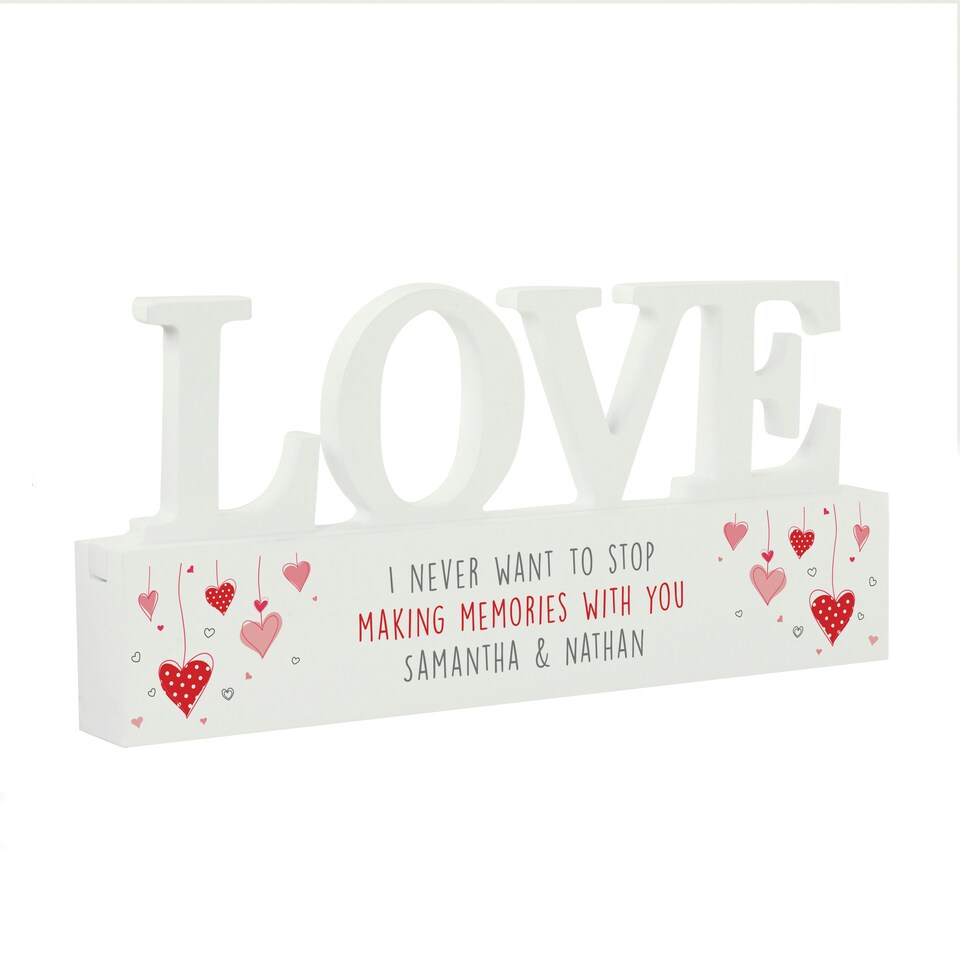 image 1 of Personalised Red Hearts Wooden Love Ornament
