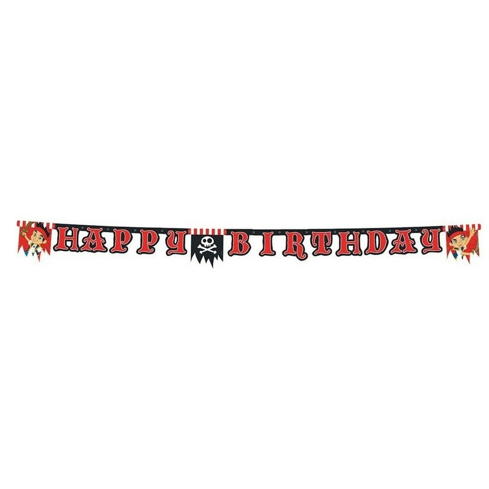 Jake And The Never Land Pirates Happy Birthday Banner - Red/Black/White - One Size