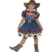 Texan Cowgirl Costume - Blue - with Dress - Attached Waistcoat & Hat - 21482S