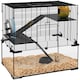 image 1 of PawHut 3 Tiers Hamster Cage w/ Deep Glass Bottom, Dish, Hut, 60 x 40 x 54.5cm