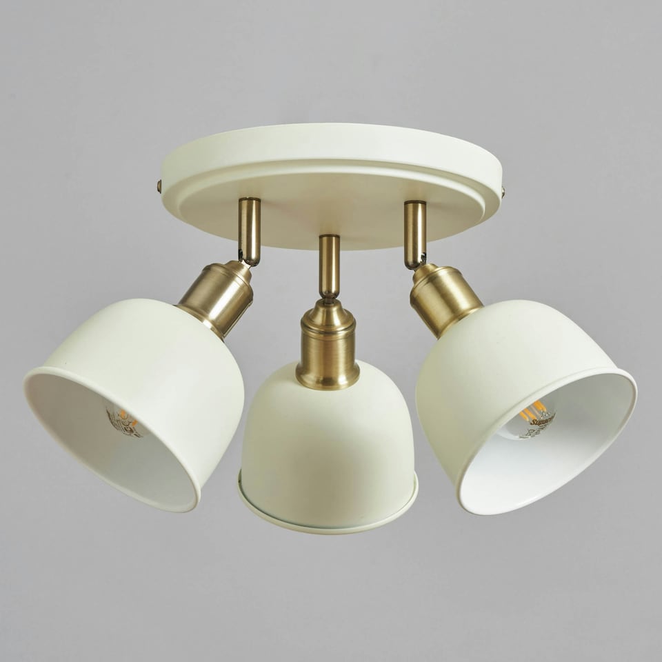image 1 of BHS Dale Galley 3 Light Adjustable Spotlight Plate, Satin Ivory