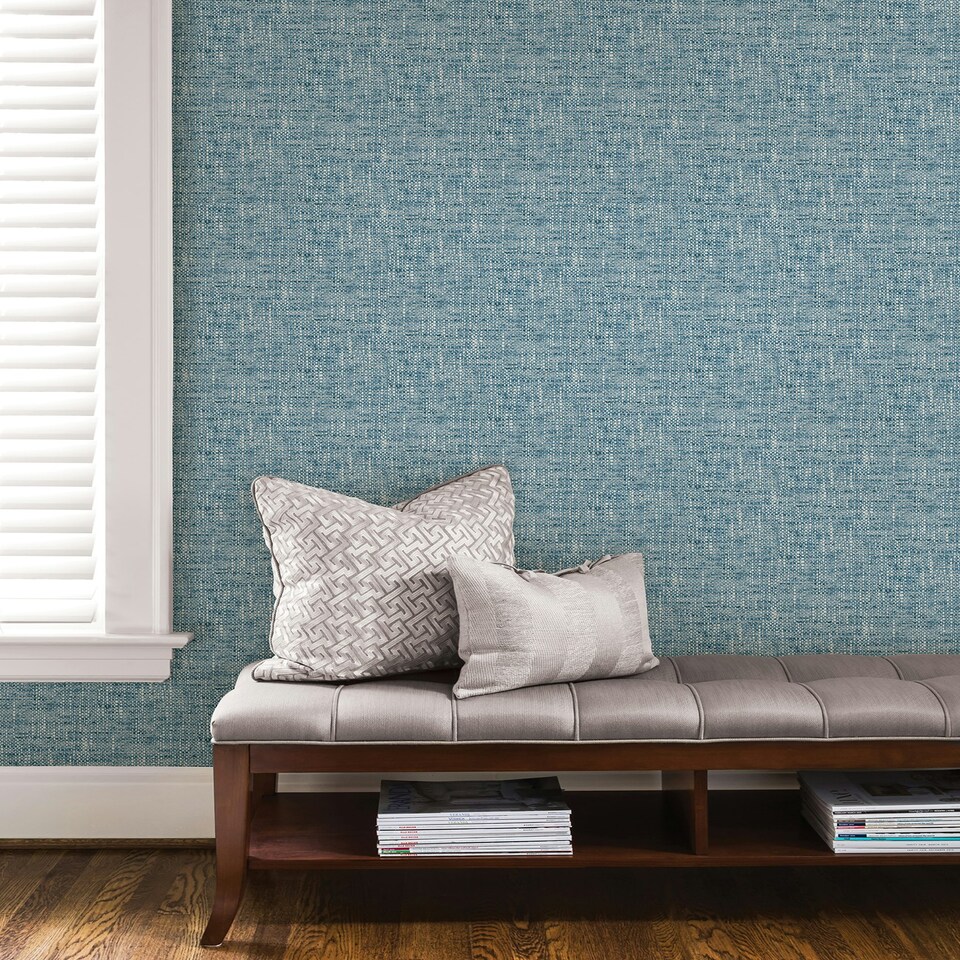 image 1 of NuWallpaper NU2918 Navy Poplin Textured Peel & Stick Wallpaper, Navy Multi