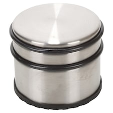 Stainless Steel Door Stop Protector Wide Extra Large Round Heavy Duty Stopper | Silver | 2x Tall