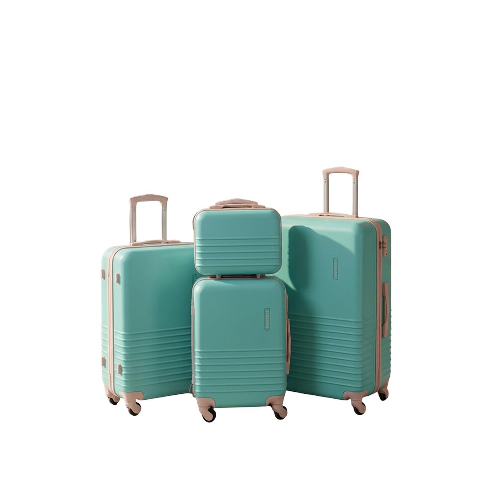 image 1 of Fergana 4 Piece ABS Hard Shell Luggage Set Lightweight Spinner Suitcases TSA Lock Baby Blue